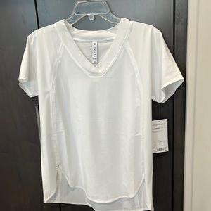 Athleta White Zephyr V-Neck Tee, NWT, Size XS